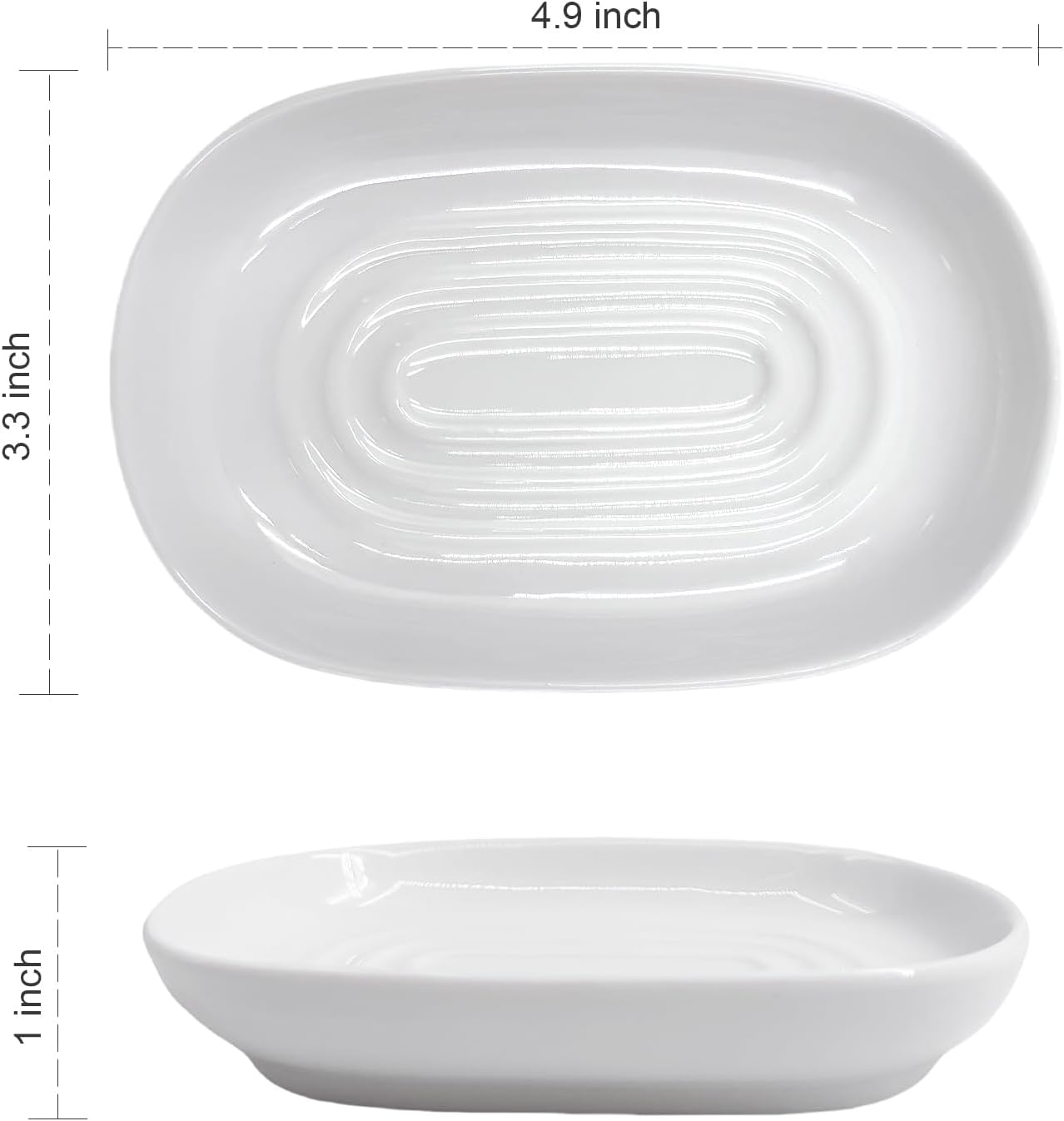 Soap Dish, Ceramic Soap Dish with Marble PatternShower, Soap Saver Tray for Bathroom, Kitchen Sink & Vanity, Multi-Use Holder for Jewelry, Rings, Keys (1 Pack, White)