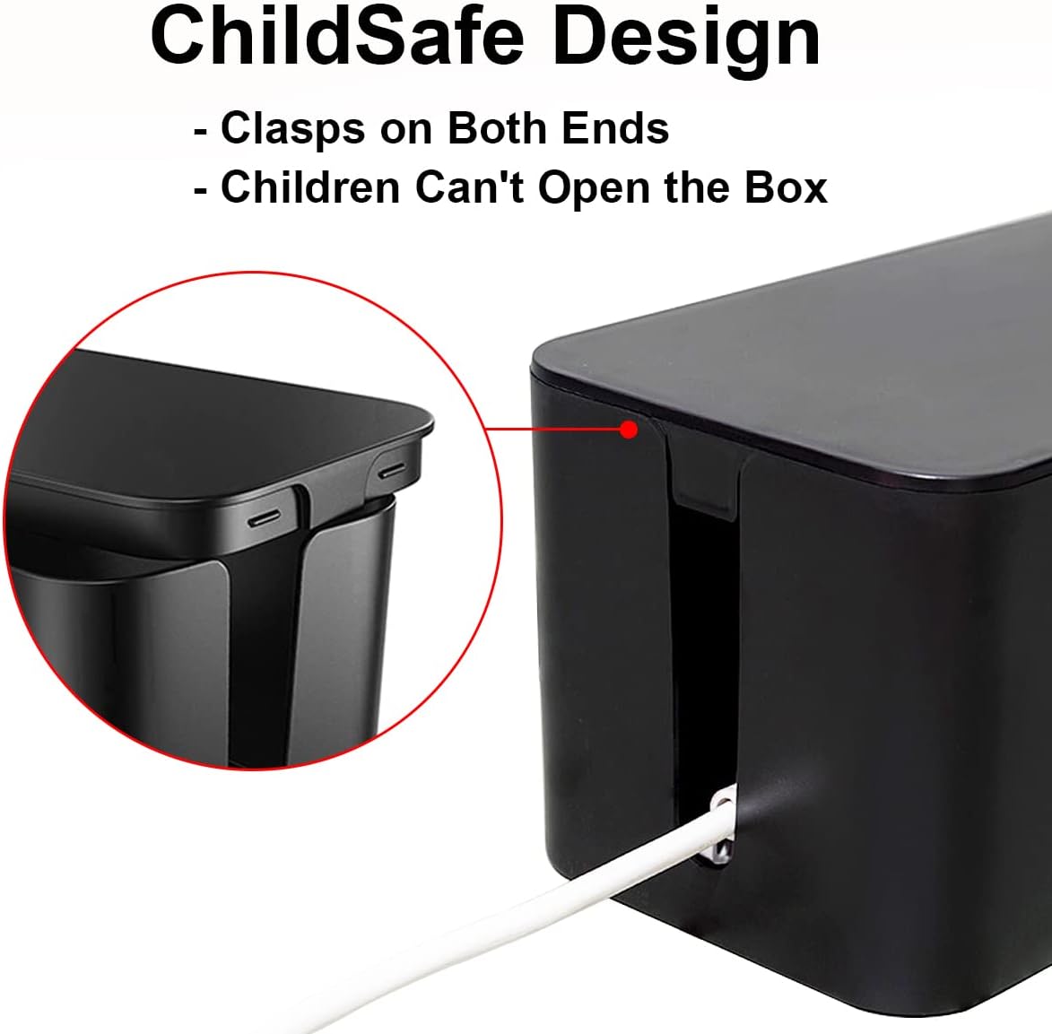 DUNCHATY 3 Pack Cable Organizer Box with Large, Medium, Small Cord Hider Box Safe ABS Material for Cover and Hide TV Wires, Computer, Router, USB Hub and Under Desk Power Strip&Cords