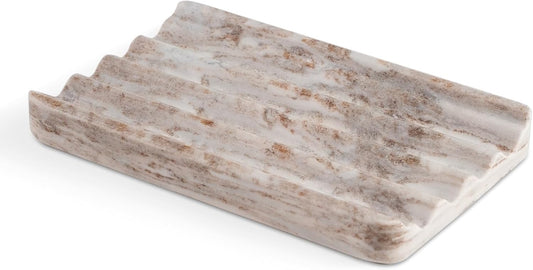 Marble Soap Holder, Soap Dish for Shower, Bathroom, Kitchen, Multi-Function Soap Saver, Soap Saver with Water Ripple Design, Soap Tray for Bar Soap(Palissandro Classico)