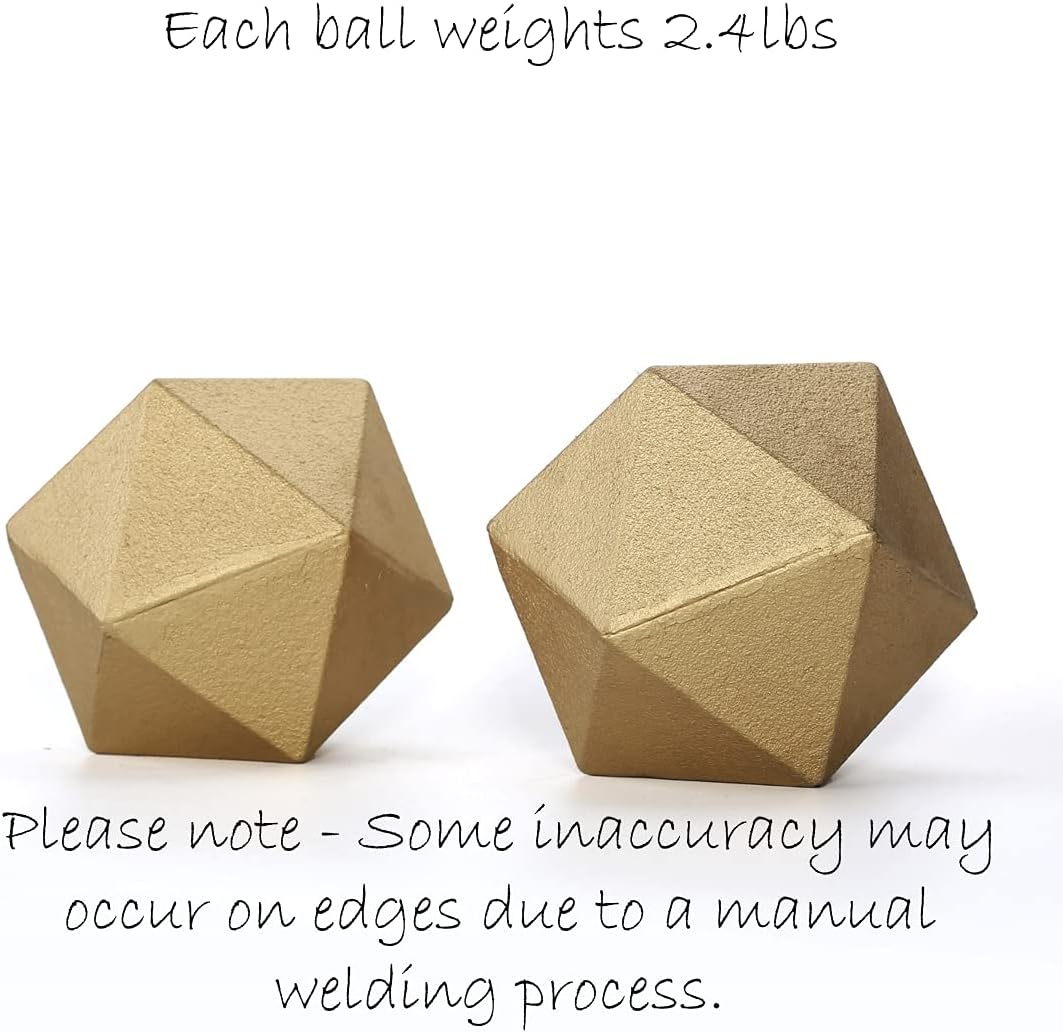 Ambipolar Geometric Decorative Ball Shaped Bookends, Modern Cast Iron Gold Bookends for Office Desk, Book Shelf, Room Decor, Home Office, Book Stand or Organizer, Set of 2