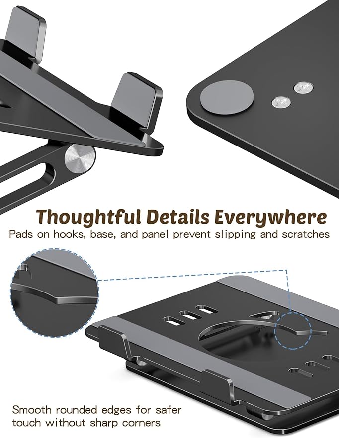 Laptop Stand for Desk – Portable Adjustable Laptop Riser & Holder, Foldable Computer Stand Compatible with MacBook Air Pro, Dell, HP, Lenovo (10"-17.3"), Featuring Cat Panel Design, Black