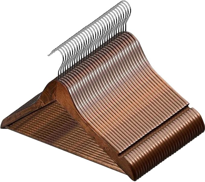 Wooden Hangers Wood Suit Hangers with Non Slip Pant Bar, Clothes Hangers for Coat,Shirts, Jackets, Dress, Pant (Vintage 30)