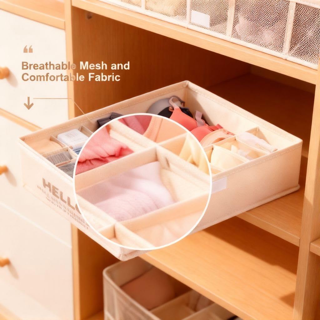 Foldable 18 Drawer Organizer for Clothes，Cloth Drawer Organizer and Dresser Drawer Organizers，Organizer Bins and Drawer Divider Underwear，Socks，Bra，Tie，Belt (Almond Pink)