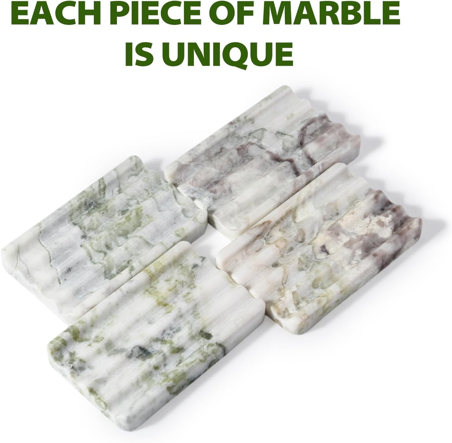 Marble Soap Dish, Large Stone Bar Soap Holder Shower, Green Bathroom Soaps Saver, Easy Cleaning Natural Stone Sponge Holder for Kitchen Sink, Executive Jewelry Ring Tray