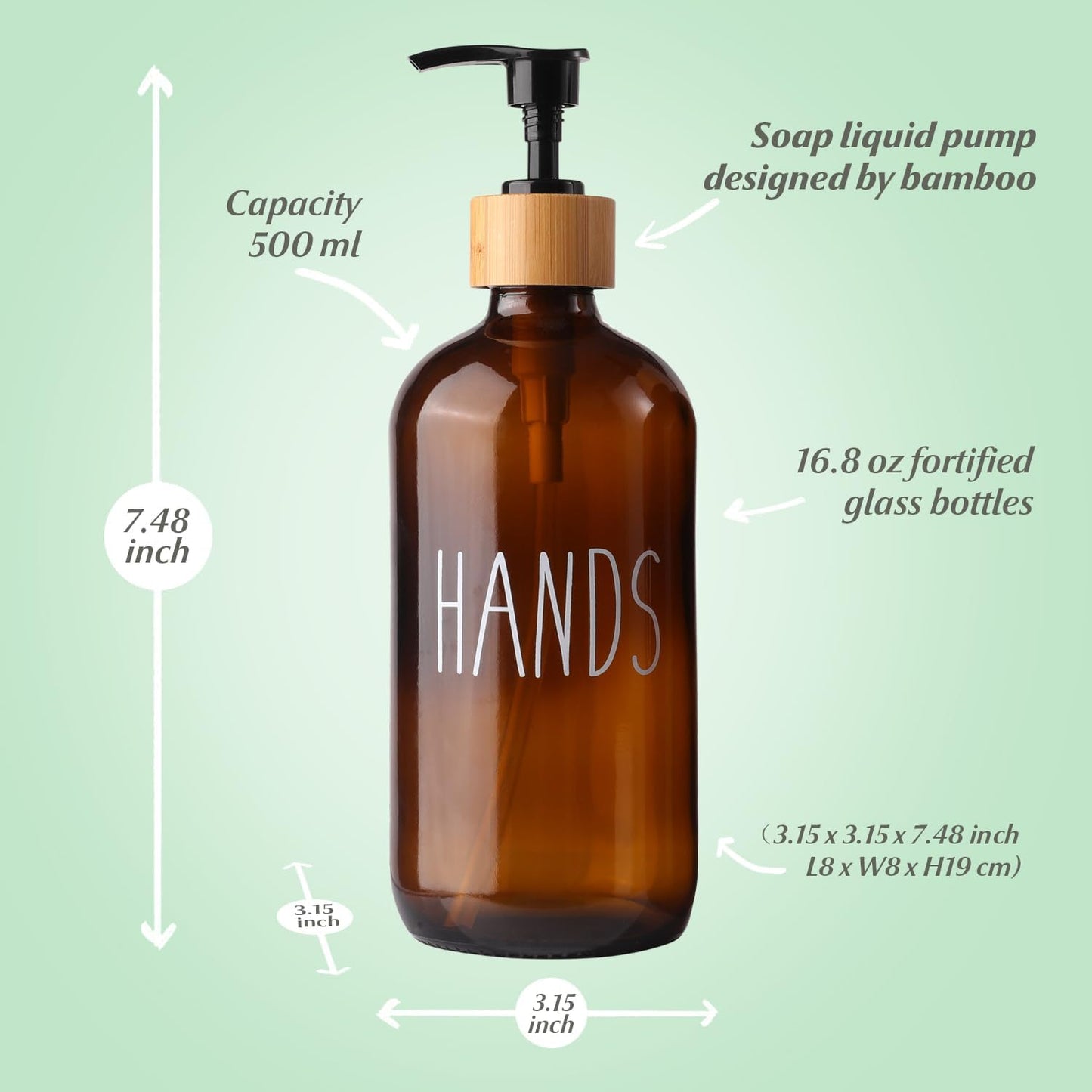 Amber Glass Soap Dispenser Set with Tray, Amber Dish and Hand Soap Dispenser Set, Refillable Reusable Apothecary Soap Pump Dispenser Bottles for Bathroom and Kitchen