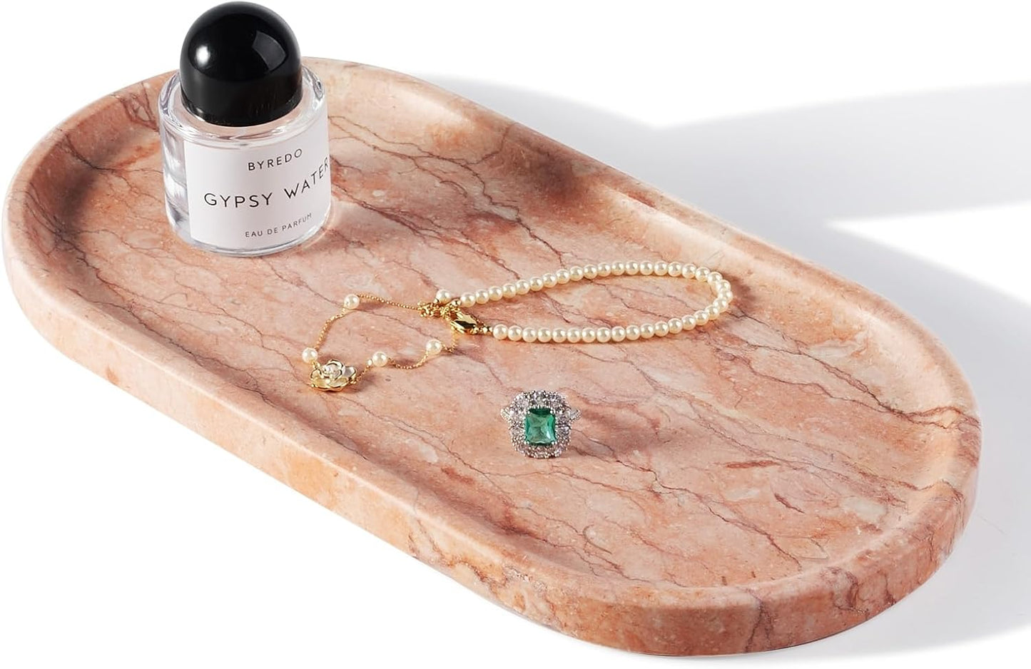 Koville Norway Natural Marble Tray, 12"x6" Vanity Decorative Tray for Countertop Organizer, Catchall for Perfume, Candles, Jewelry Dish