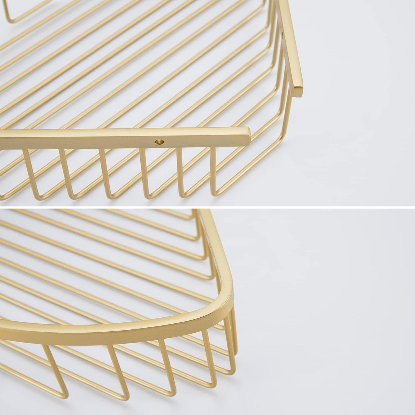 Bathroom Shower Caddy Corner Shelf Basket, Corner-Hollow Design, Ultra Sturdy Rust-Proof Stainless Steel Shelf Organizer Shampoo Holder, Wall Mounted Storage Rack for Bathroom, Brushed Gold