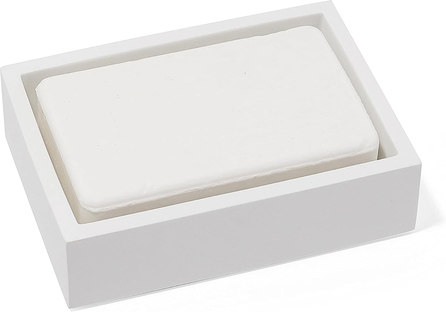 Matte White Square Soap Dish for Bathrooms and Kitchens (Square White)