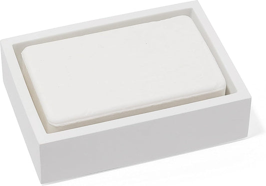 Matte White Square Soap Dish for Bathrooms and Kitchens (Square White)