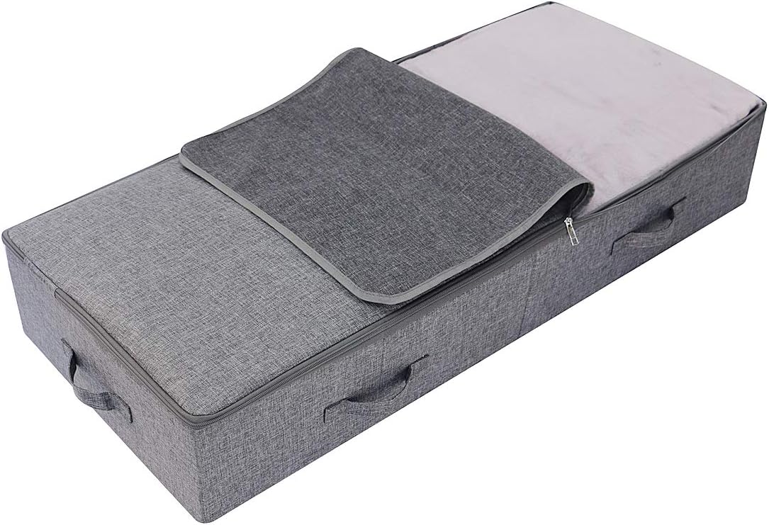 iwill CREATE PRO 39.4X16.9X7“ Under The Bed Shoes Clothing Bedding Storage Organizer Containers with Lid, Dust-proof & Foldable Washable, Durable Plastic Board in Boxes, Dark Gray