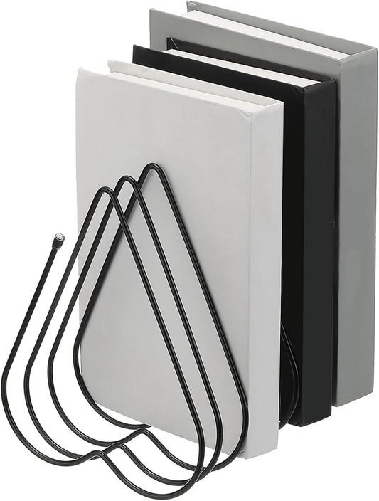 PATIKIL Folder Organizer Stand, 7 Slot Retractable Book Ends Metal Heart Shaped File Rack File Holder Bookshelf for Desk Magazine Letter Paper Mail Home Office Decor, Black