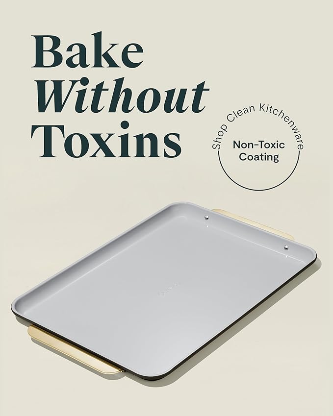 Caraway Non-Stick Ceramic Large Baking Sheet Duo - Naturally Slick Ceramic Coating - Non-Toxic, PTFE & PFOA Free - Perfect for Baking, Roasting, and More - Large (18" x 13") - Black