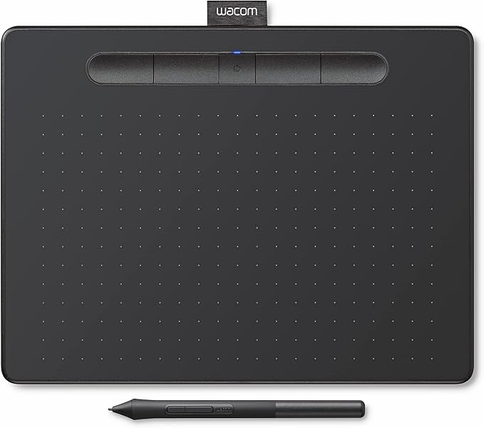 Wacom Intuos Medium Bluetooth Graphics Drawing Tablet, Portable for Teachers, Students and Creators, 4 Customizable ExpressKeys, Compatible with Chromebook Mac OS Android and Windows - Black
