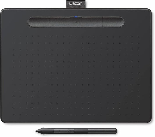 Wacom Intuos Medium Bluetooth Graphics Drawing Tablet, Portable for Teachers, Students and Creators, 4 Customizable ExpressKeys, Compatible with Chromebook Mac OS Android and Windows - Black