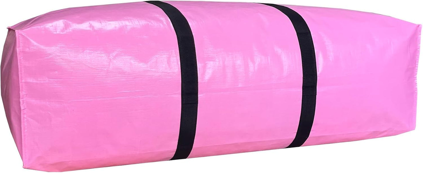 75 Gallon Extra Large Storage Bags, Jumbo Moving Storage Bags, Foldable Big Pink Duffle Bag for Travel, 50x23x15inch - 1PACK