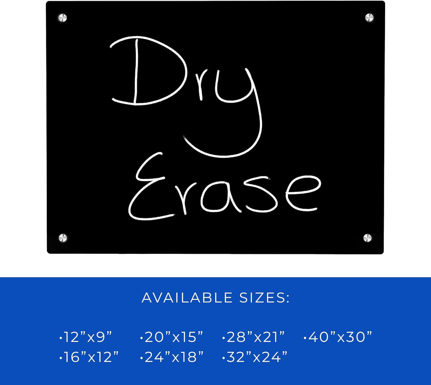 21x28 Dry Erase Board for Wall - with .25 Black Acrylic and Chrome Stand Off Finish - Perfect Whiteboard for Office, Home, Classroom - Durable and Stylish .25 Black Acrylic Dry Erase Board