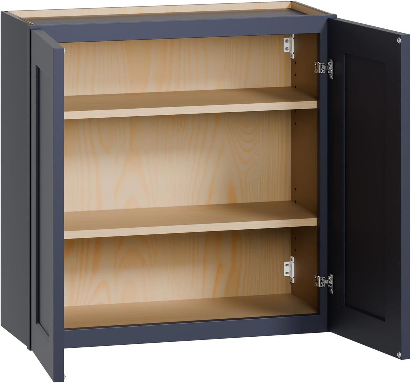 36 Inch Laundry Room Cabinets Wall Mounted, Solid Wood Over The Toilet Storage Cabinet, Bathroom Organizer Cabinets with 2 Shaker Door & Shelves, Easy to Assemble for Kitchen, Garage - Blue