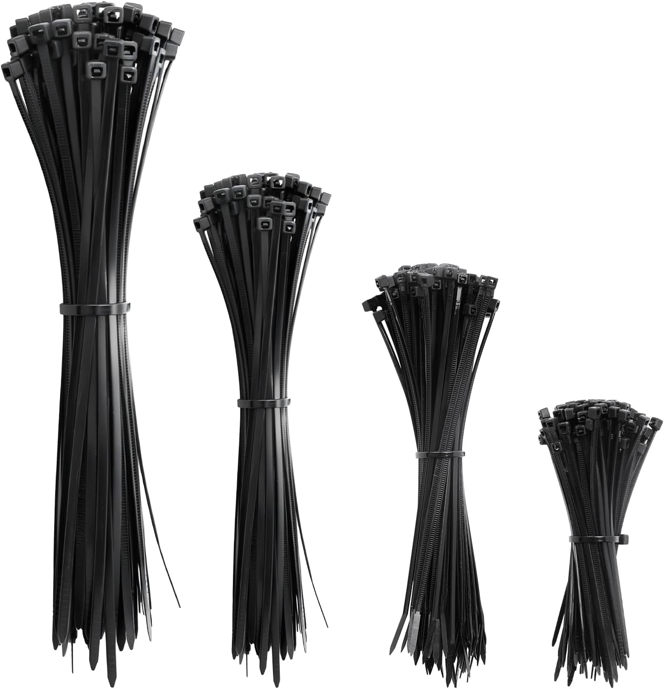 APIELE Cable Zip Ties 400 Pack Black Assorted Sizes 4 6 8 12 inch Multi-Purpose Self-Locking Nylon Cable UV Resistant Wire Ties for Indoor & Outdoor Home Office Garden Workshop