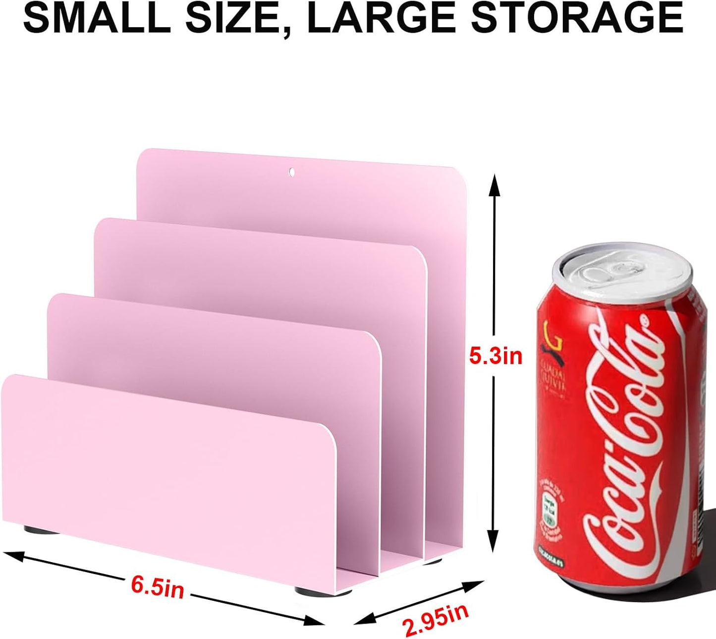 Mail Organizer Countertop, Small Desk File Organizer, Metal File Holder - Essential Workspace Organizers for Office Desk, Home Office (Pink)