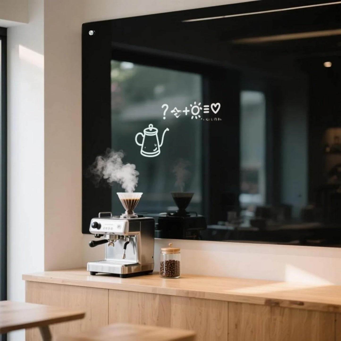 Magnetic Glass Dry Erase Board White Board Wall Mounted Whiteboard, Large Frameless White Board (Glassboard Black, 60" W x 36" H)