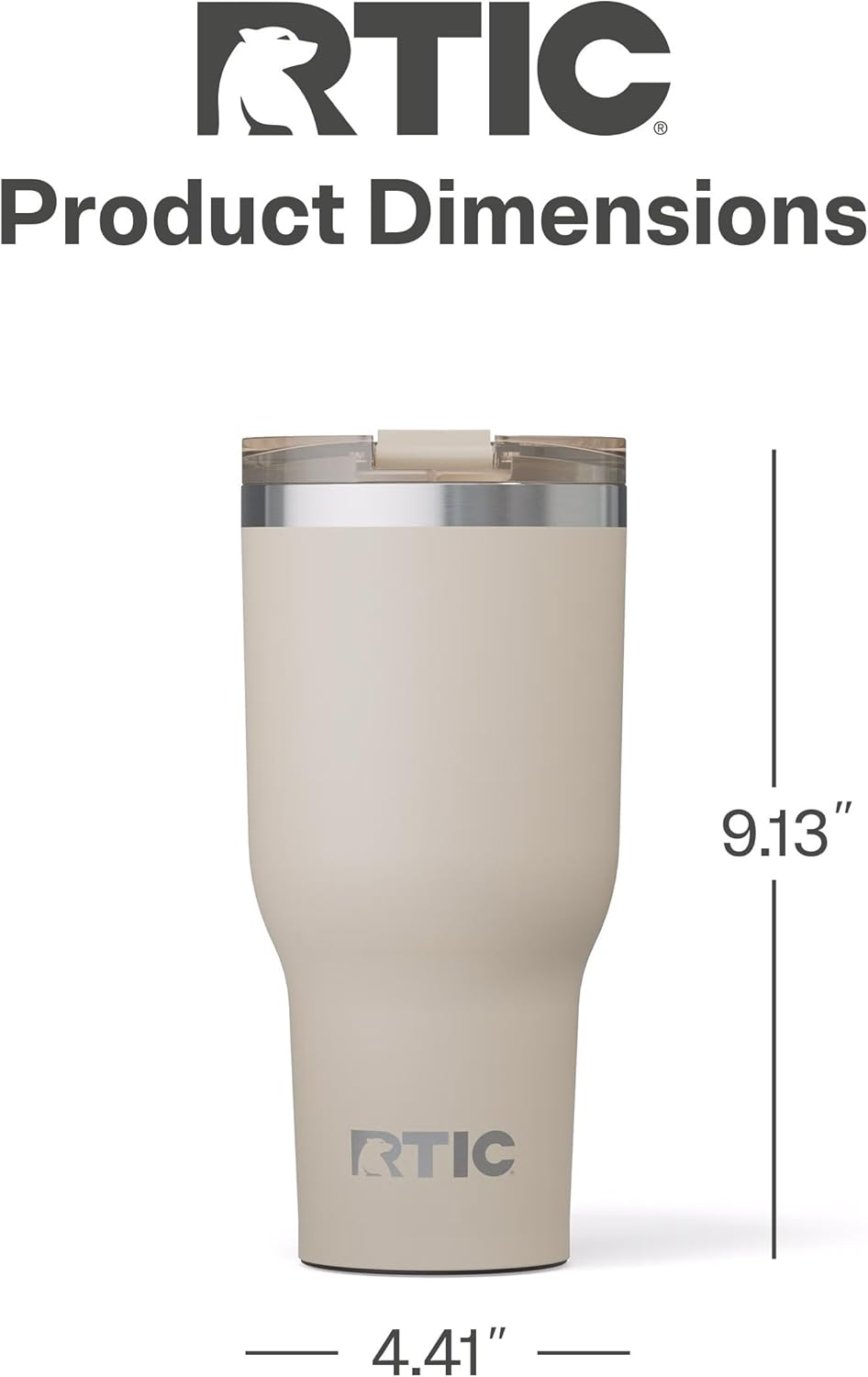 RTIC 40oz Essential Tumbler with Lid, Ceramic Lined, Insulated, Stainless Steel, Metal, Double Wall Vacuum-Insulation, Travel Cup for Iced Coffee, Tea, Hot and Cold Drink, Beach