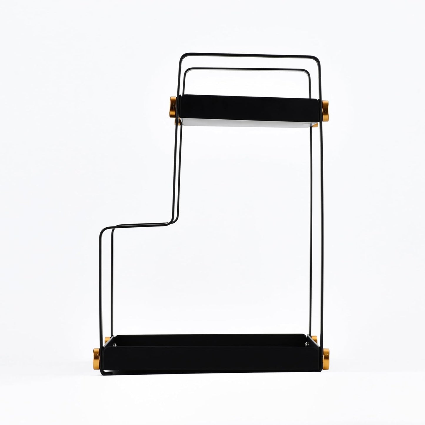 FFK 2 Tier Countertop Organizer, Cosmetic Organizer, Storage Shelf for Cabinet, Countertop, Pantry, Desktop, Ideal for Bathroom, Kitchen, Office (Black)