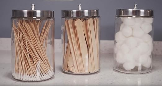 Grafco Glass Medical Sundry Jars with Lids, 7 x 4.25”, Clear Unlabeled Jars for Supplies (6 Count)