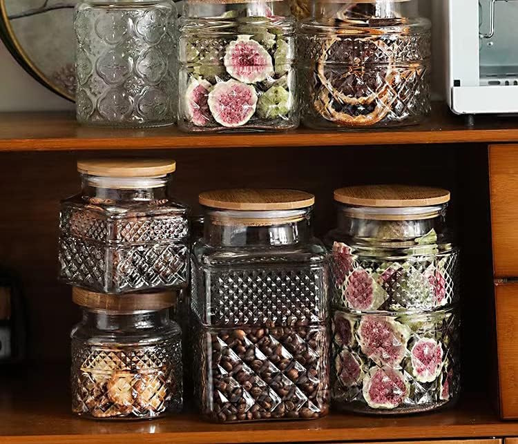 Large Glass Storage Jar, 60 FL OZ Glass Food Storage Containers with Bamboo Lid, Kitchen Containers Cereal Canisters Decorative Jar for Candy Snack Cookies Coffee Tea Nuts Airtight Jars