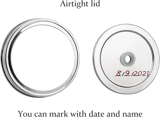 JILLMO Fermentation Kit for Wide Mouth Mason Jars – 4 Pack Fermentation Lids with Airlocks and Glass Weights, Easy Fermenting Set (Jars Not Included)