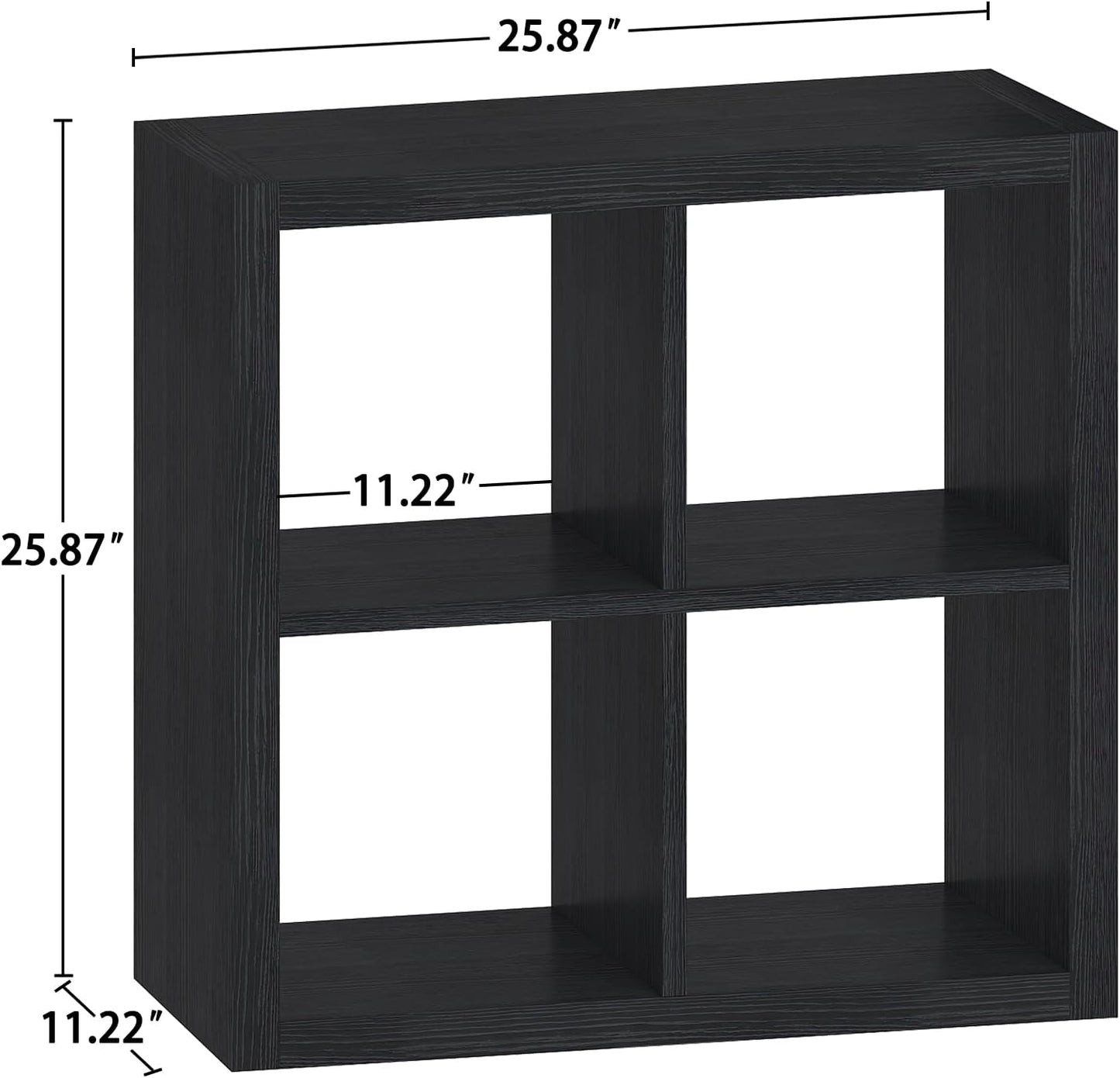 4 Cube Organizer, Cube Storage Organizer with Fabric Bin, Cube Storage Shelf for Bedroom, Living Room, Office, Modular Bookshelf Organizer for Books, Closet, Black