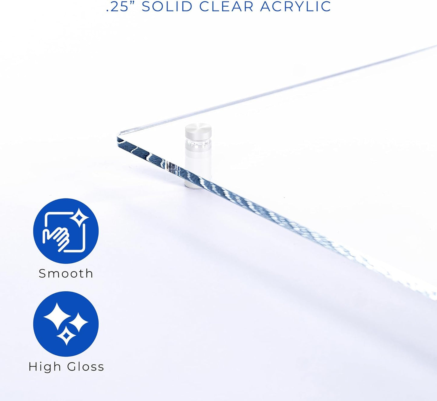 18x24 Dry Erase Board for Wall - with .25 Clear Acrylic and White Stand Off Finish - Perfect Whiteboard for Office, Home, Classroom - Durable and Stylish .25 Clear Acrylic Dry Erase Board