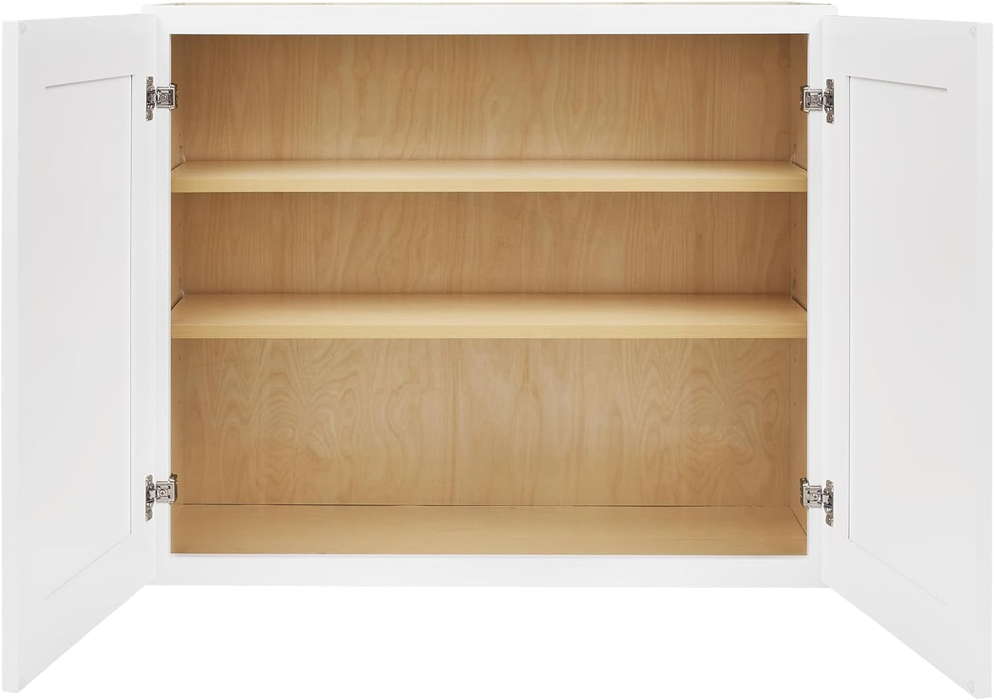 White Shaker Wall Cabinet - Ready to Assemble, Perfect for Kitchen, Laundry, and Bathroom Storage - 36”W x 30”H x 12”D