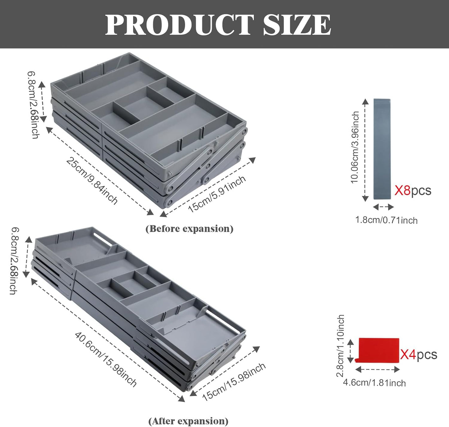 2/3 Tier Smart Collapsible Drawer Organizer,Multi Level Stacking Folding Junk Organizer, Foldable Expandable Pop up Tray, Expanding Multilevel Triple Desk Space Organizer (1 Row 3 Tier)