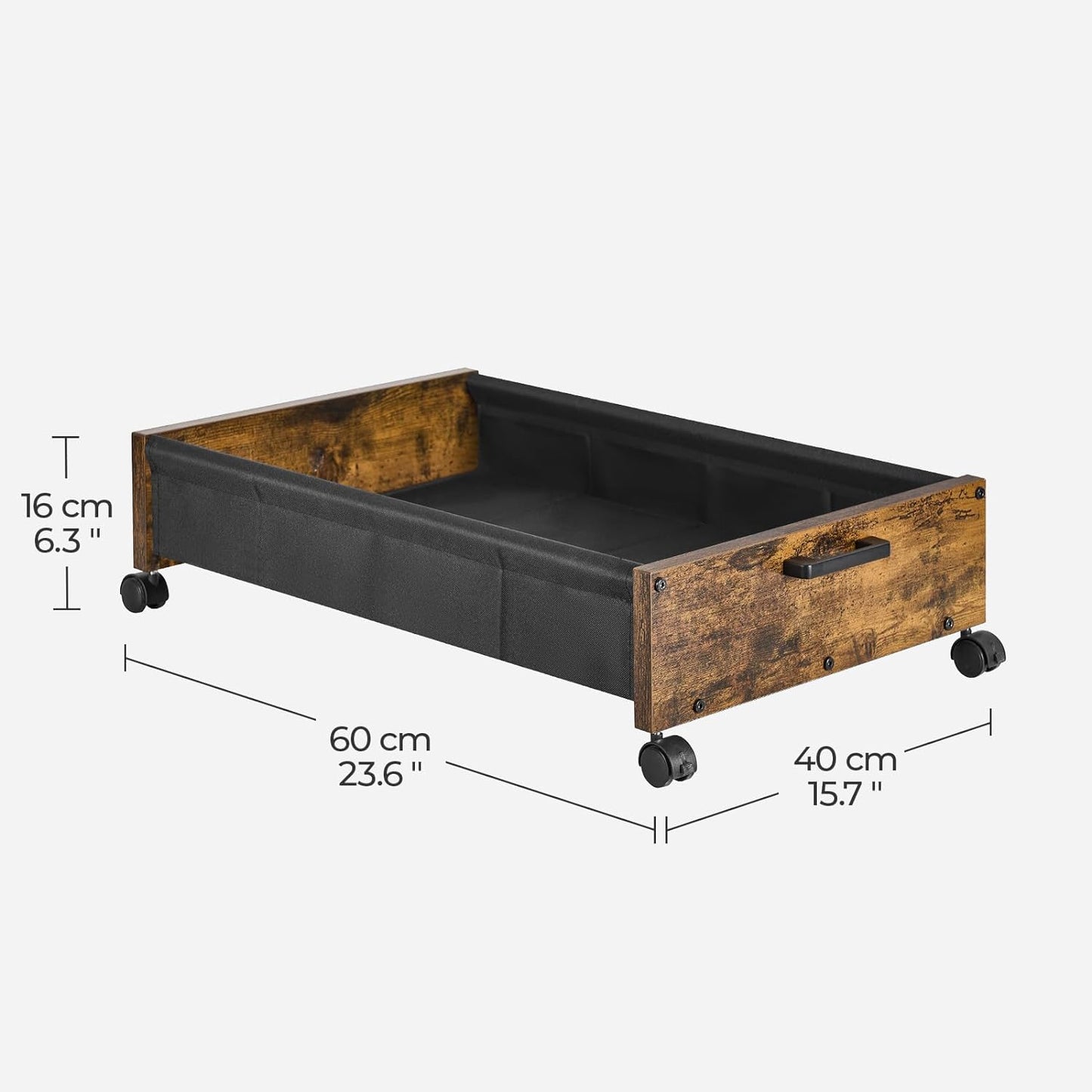 Under Bed Storage with Wheels, Wooden Under Bed Drawers On Wheels, Rolling Under Bed Shoe Storage, Space Saving, Rustic Brown,30L