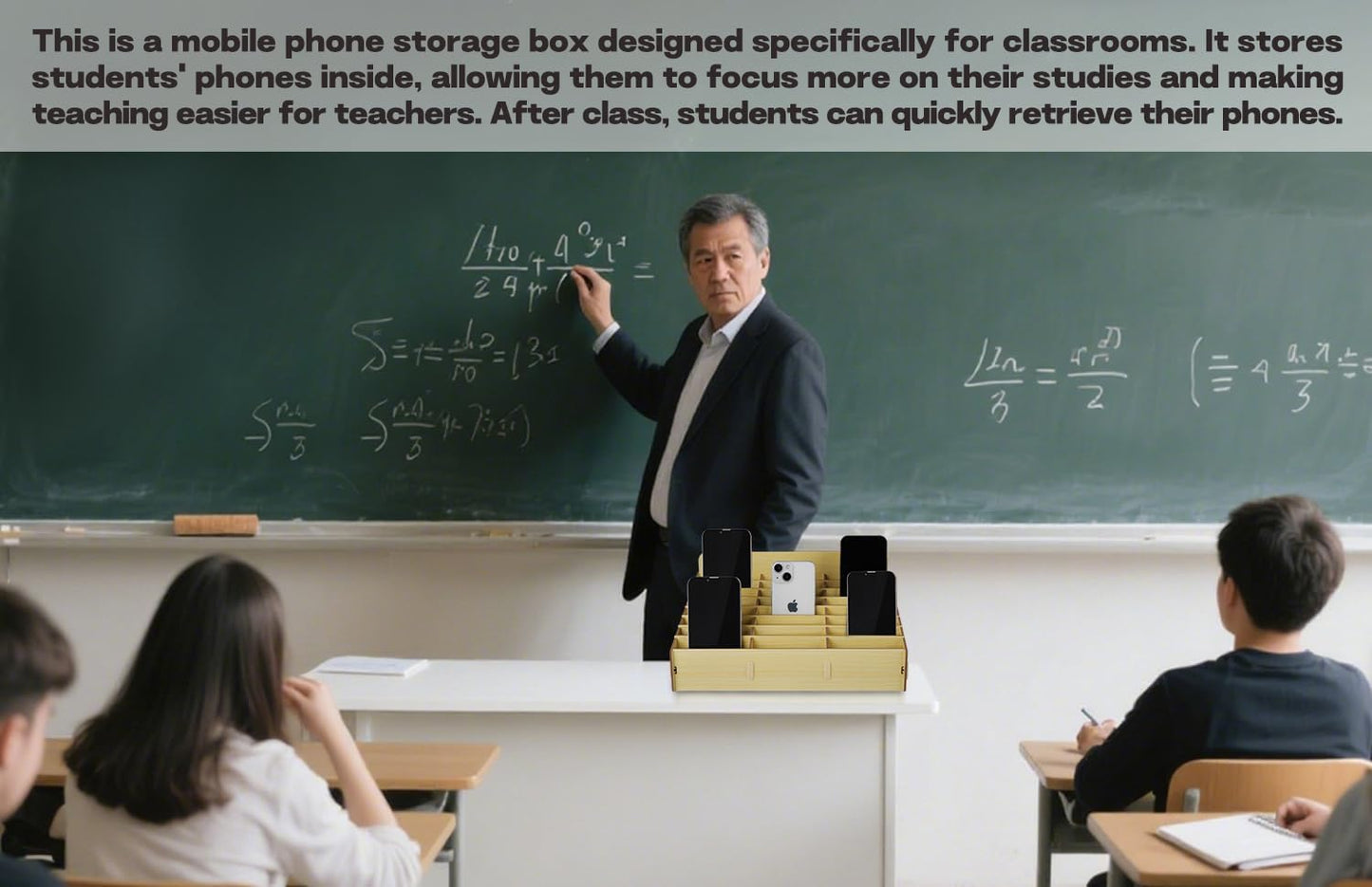 HengTianMei Wooden Desktop Storage Box Mobile Phone Management Storage Box Creative Desktop Office Meeting Finishing Grid Multi Cell Phone Rack Display (New 24)