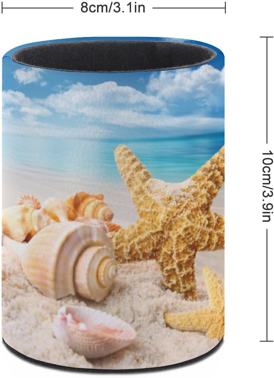 Beach Starfish Seashell Pen Holder Pencil Organizer Cute Pencil Cup Desk Decor Makeup Brush Holder PU Multifunctional Office Suppliesfor Home Classroom School