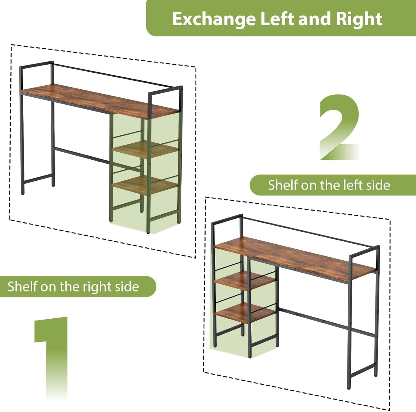 Desk Shelf, 38.5 Inch Desk Hutch for Computer Monitor, Computer Desktop Bookshelf Storage Rack Adjustable Desk Hutch Top Only, 3 Tier Desk Organizer Shelf for Office Home, Rustic