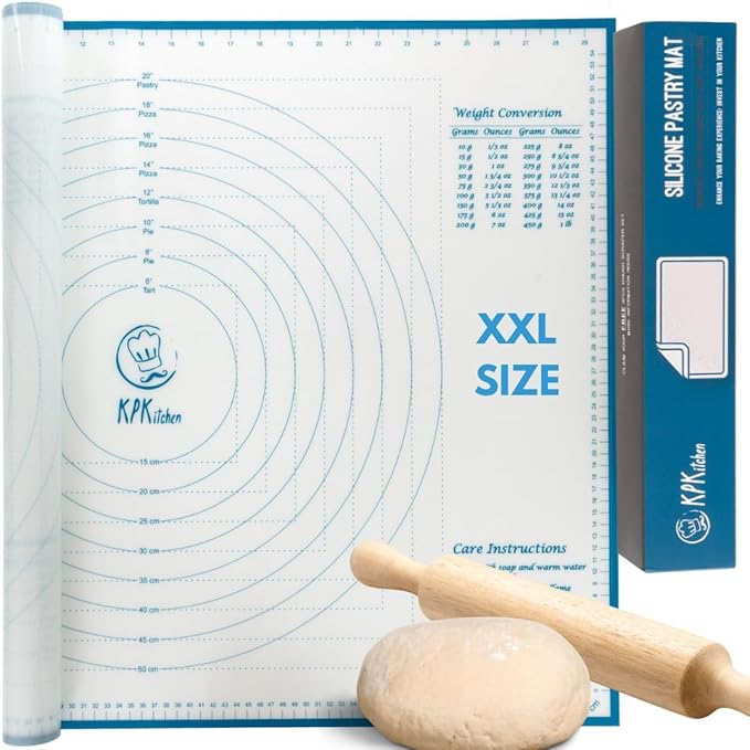 XXL Silicone Pastry Mat – Non-Slip, Easy-Clean Rolling Mat for Dough, Cookies, Pie, Bread, Pizza & Fondant – Extra Large 23.5” x 31.5” Baking Mats Board with Printed Measurements & Conversion Chart