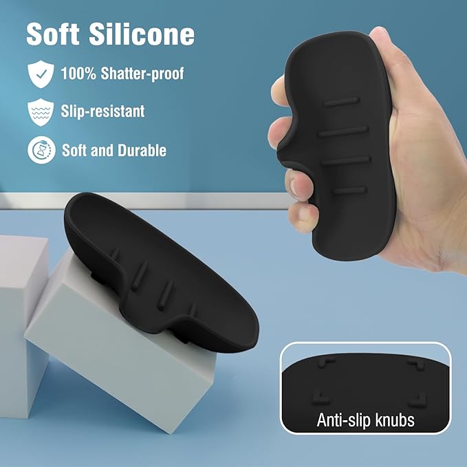 3 Pack Soap Dish, Soap Dishes for Bathroom, Shower, Silicone Soap Bar Holder, Soap Tray for Kitchen, BPA-Free, Dishwasher Safe (Black)