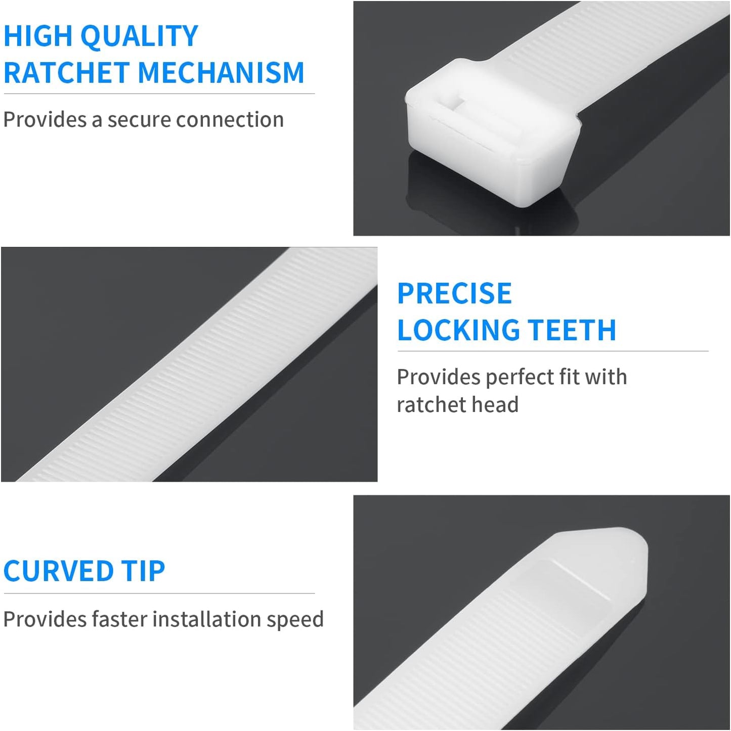 24 inch White Zip Ties Heavy Duty 50 PCS, 250 LBS Ultra Exclusive Strong Plastic Wire Ties, Large Cable Ties Extra Long Tie Wraps, Indoor and Outdoor UV Resistant