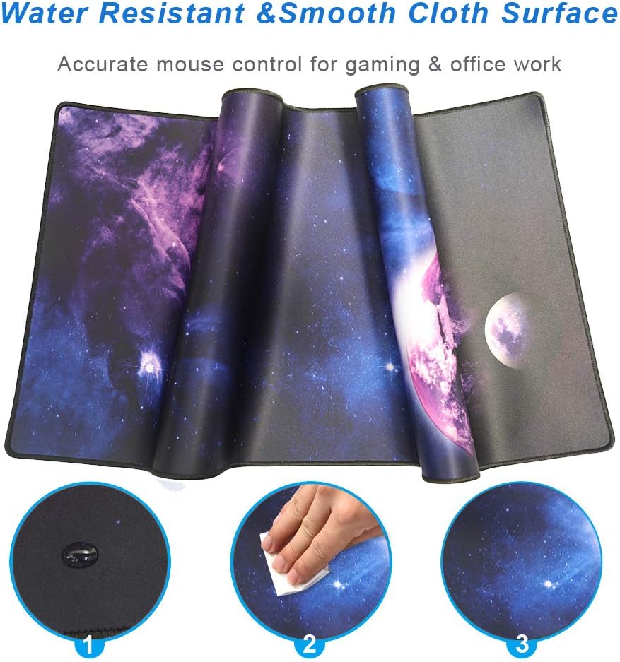 XXL Professional Large Mouse Pad & Computer Game Mouse Mat (35.4x15.7x0.1IN, Sky Planet)