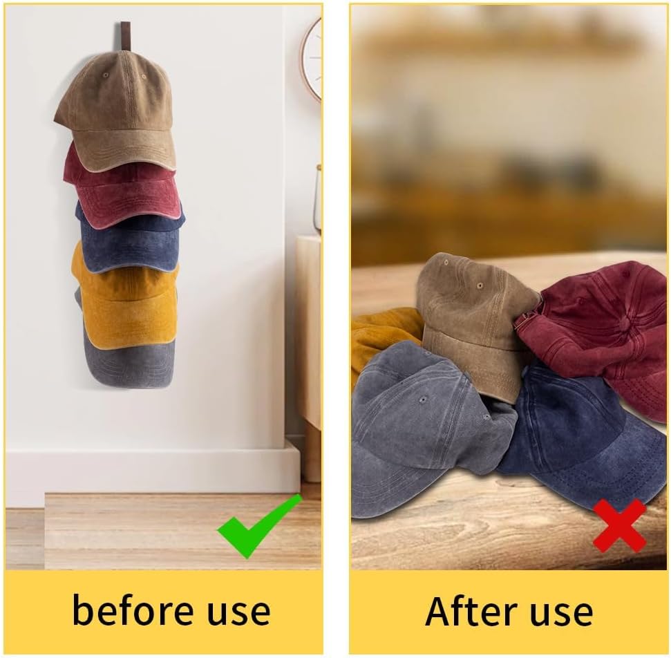 3 Pcs Hat Rack for Baseball Caps, Wall Mounted Wooden Hat Storage Organizer Hanger, Wall Vertical Hat Holder Caps Display Rack for Closet Door Bedroom Living Room Entryroom Laundry (Classic)