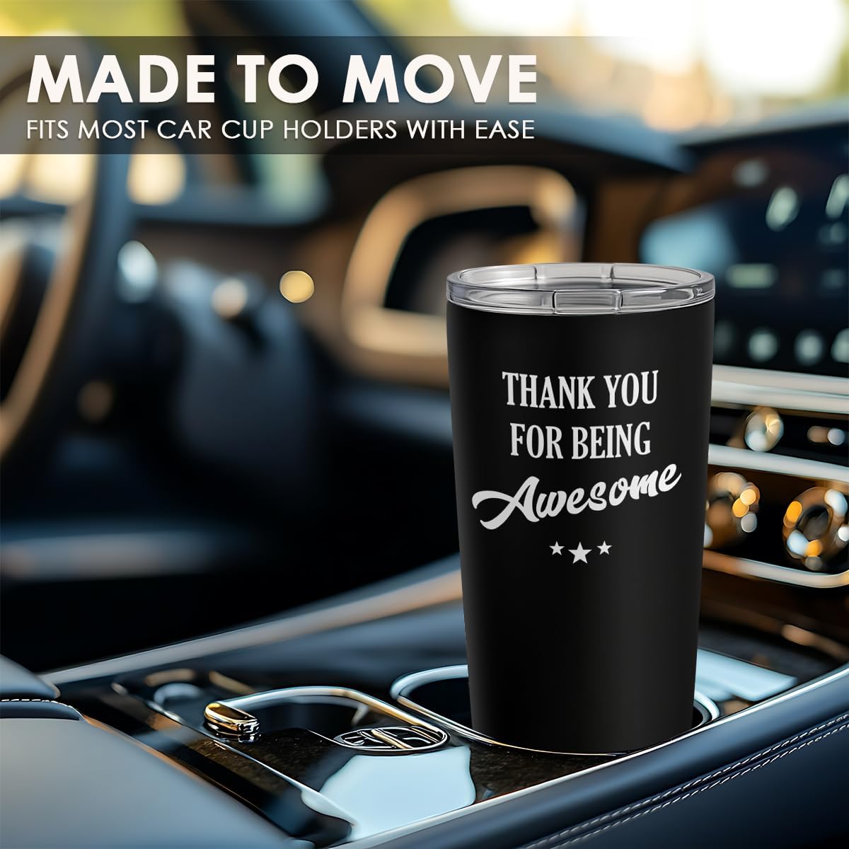 SANDJEST Thank You for Being Awesome Tumbler Gift Set - Birthday, Christmas, Appreciation Inspirational Gifts for Women, Men, Coworkers - 20oz Stainless Steel Insulated Coffee Travel Mug