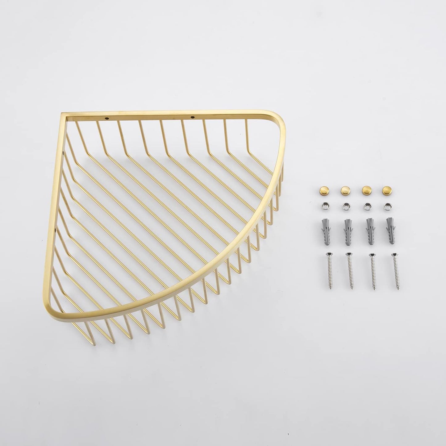 Corner Shower Caddy Organizer, SUS304 Stainless Steel Heavy Duty Rust-Proof Shelf Organizer, Wall Mounted Storage Rack for Bathroom Kitchen, Brushed Gold