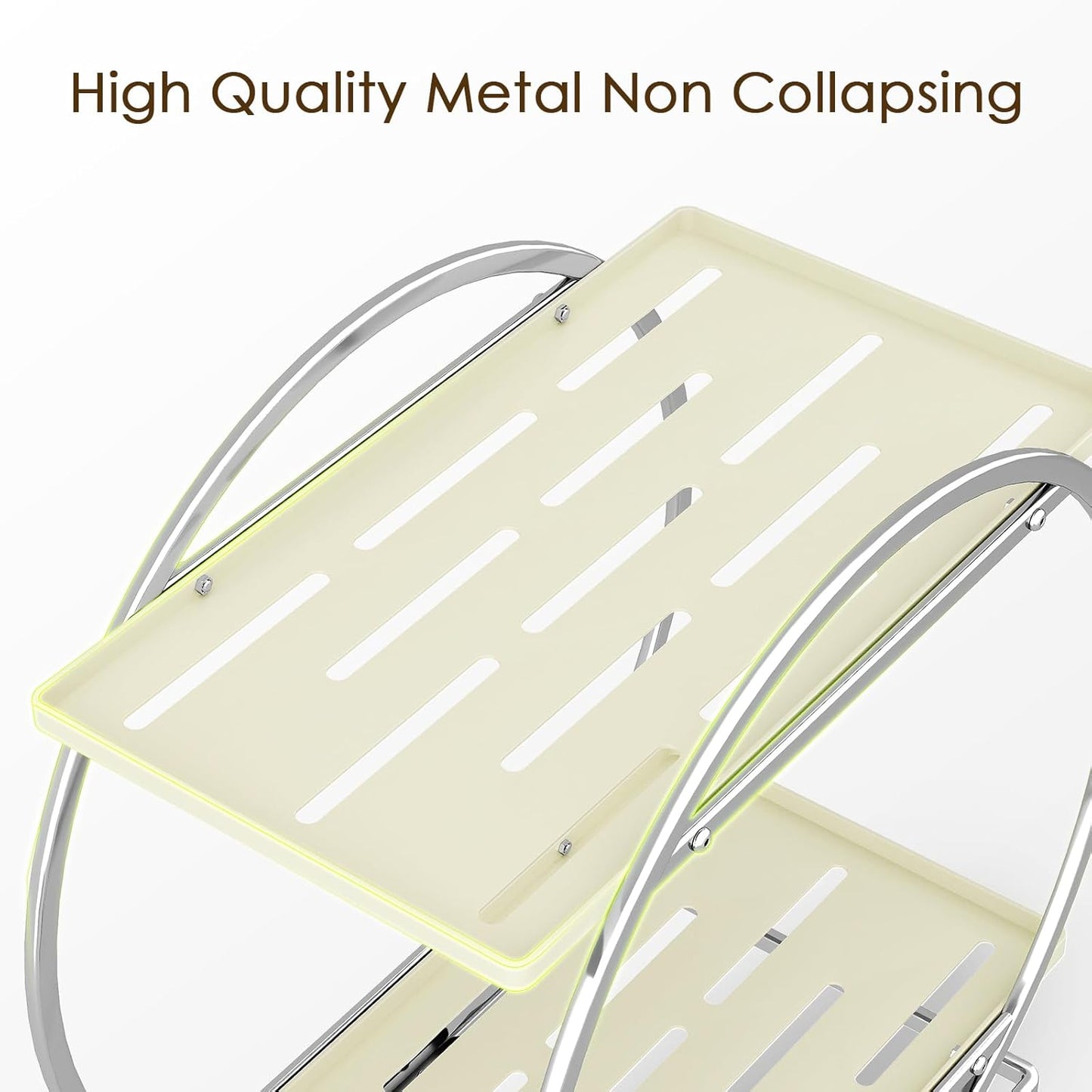 Perfume Organizer for Dresser, 2-Tier Bathroom Counter Organizer, Elegant Makeup Organizer for Vanity, Multi-Purpose Cosmetics Skincare Organizers Countertop (Silver Frame & Cream White Tray)