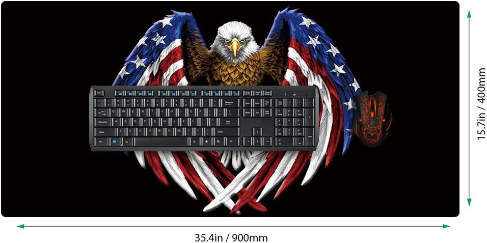 XXL Professional Large Mouse Pad & Computer Game Mouse Mat (35.4x15.7x0.1IN, US Eagle)