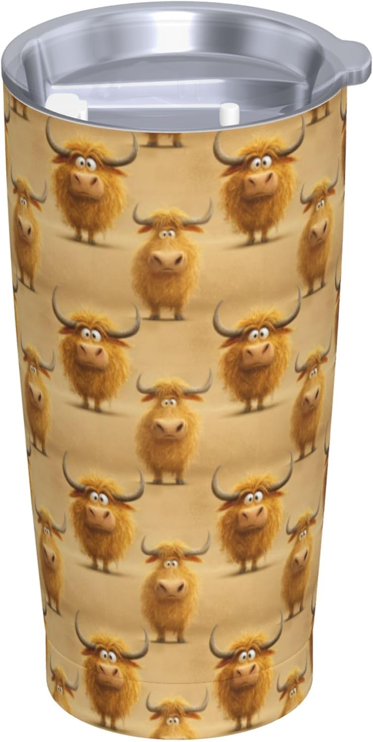 Cow Tumbler with Lid and Straw 20oz Insulated Reusable Stainless Steel Travel Mug Double Wall Vacuum Coffee Cup for Hot Cold Drinks Leak-Proof Portable Cups for Women Men Gifts