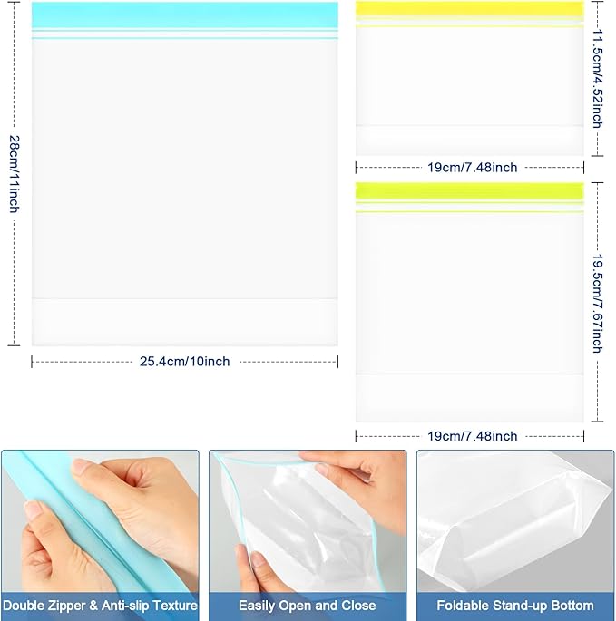 Lerine 20 Pack Reusable Freezer Bags Dishwasher Microwave Safe, Stand Up Silicone and BPA Free Reusable Sandwich Bags, Leakproof Food Storage Bags for Meal Prep - 8 Gallon 7 Sandwich 5 Snack