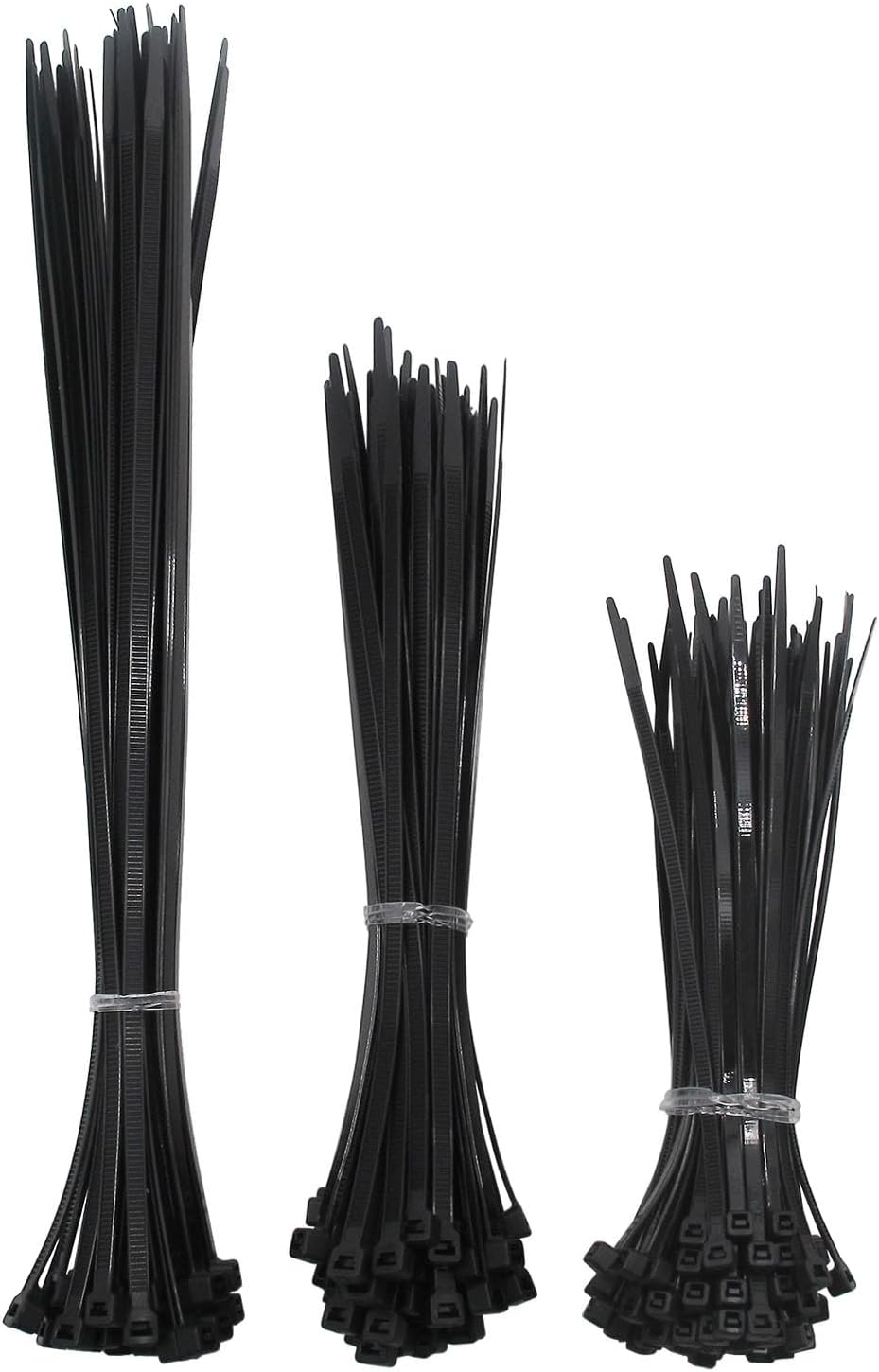 200 Pack Black Zip Ties Assorted Sizes 6+8+12 Inch Heavy Duty Cable Ties - Variety Pack Wire Ties