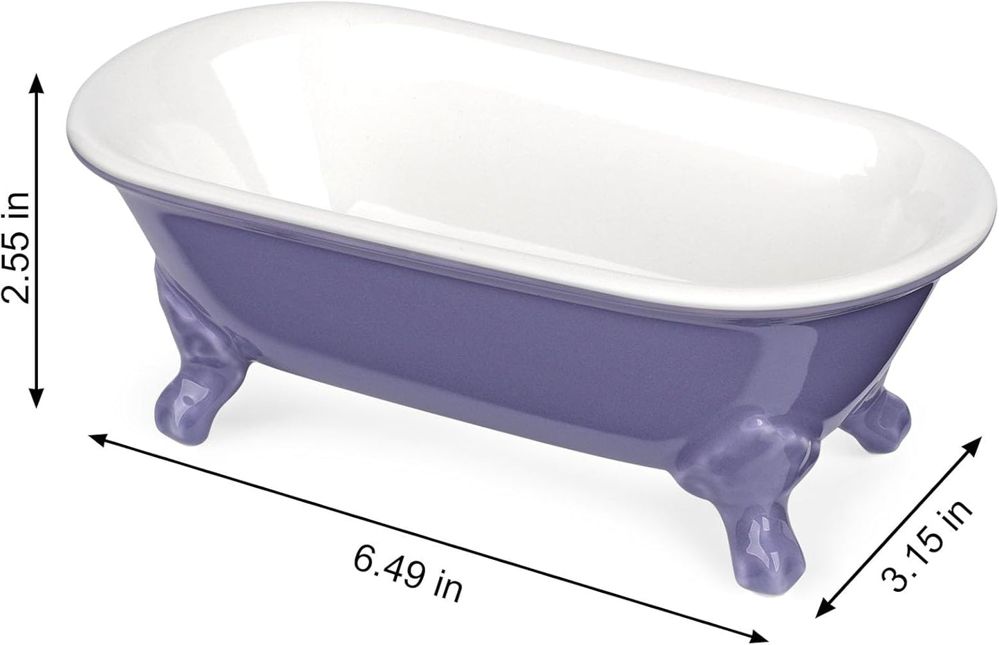 6.5" Ceramic Mini Decorative Clawfoot Bathtub Bar Soap Dish, Kitchen Sponge Holder and Shower Tray for Bathroom, 1 Pack(Jubilee)